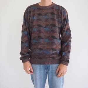 Vintage Lavane New York Sweater Geometric Abstract Eclectic 90s Coogi Style XL